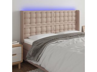 vidaXL Čelo postele s LED cappuccino 163 x 16 x 118/128 cm umělá kůže