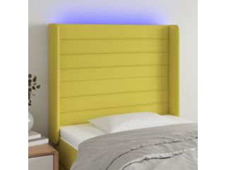 Čelo postele s LED zelené 83 x 16 x 118/128 cm textil