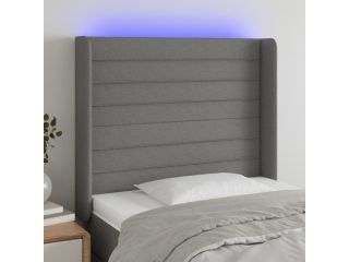vidaXL Čelo postele s LED tmavě šedé 93 x 16 x 118/128 cm textil