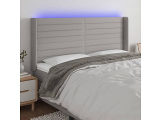 vidaXL Čelo postele s LED světle šedé 183x16x118/128 cm textil
