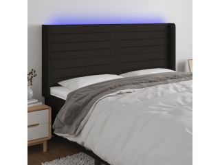 vidaXL Čelo postele s LED černé 183 x 16 x 118/128 cm textil