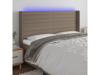vidaXL Čelo postele s LED taupe 203 x 16 x 118/128 cm textil