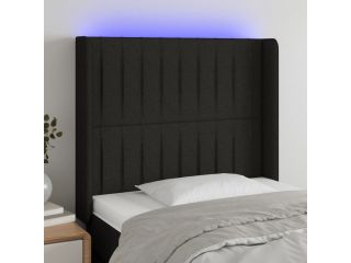 Čelo postele s LED černé 93 x 16 x 118/128 cm textil