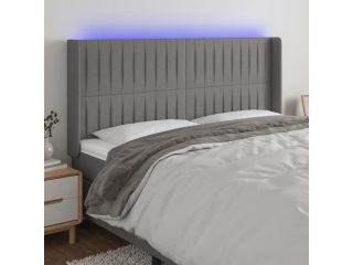 vidaXL Čelo postele s LED tmavě šedé 203 x 16 x 118/128 cm textil