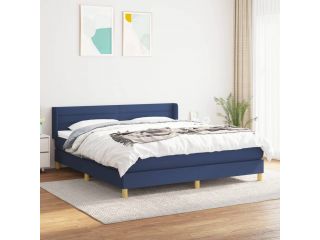 vidaXL Box spring postel s matrací modrá 180x200 cm textil