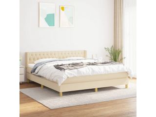 vidaXL Box spring postel s matrací krémová 180x200 cm textil