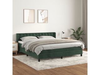 vidaXL Box spring postel s matrací tmavě zelená 160x200 cm samet