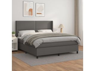 vidaXL Box spring postel s matrací šedá 160x200 cm umělá kůže