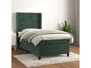 vidaXL Box spring postel s matrací tmavě zelená 90x200 cm samet