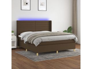 vidaXL Box spring postel s matrací a LED tmavě hnědá 160x200 cm textil