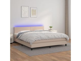 vidaXL Box spring postel matrace a LED cappuccino 180x200cm umělá kůže