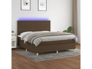 vidaXL Box spring postel s matrací a LED tmavě hnědá 180x200 cm textil