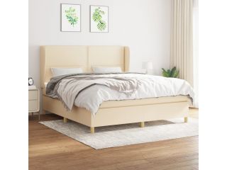 vidaXL Box spring postel s matrací krémová 160x200 cm textil