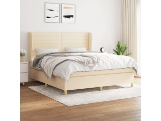 vidaXL Box spring postel s matrací krémová 180x200 cm textil