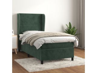 vidaXL Box spring postel s matrací tmavě zelená 80 x 200 cm samet