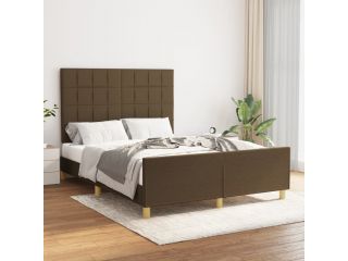 vidaXL Rám postele s čelem tmavě hnědý 140x200 cm textil