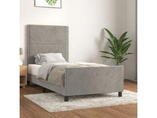 vidaXL Rám postele s čelem světle šedý 90x200 cm samet