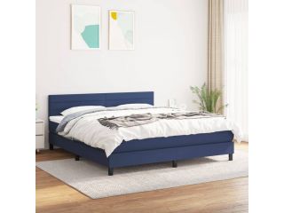 vidaXL Box spring postel s matrací modrá 180x200 cm textil
