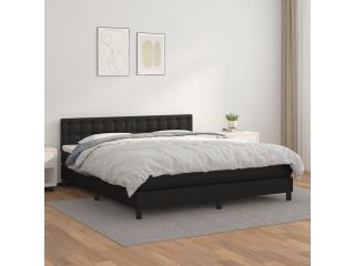 Box spring postel s matrací černá 160x200 cm umělá kůže