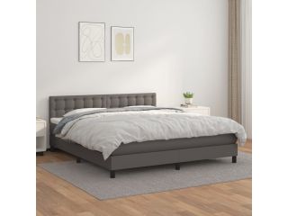 Box spring postel s matrací šedá 160x200 cm umělá kůže