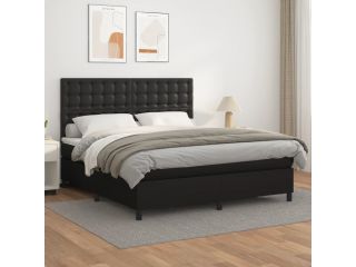 Box spring postel s matrací černá 160x200 cm umělá kůže