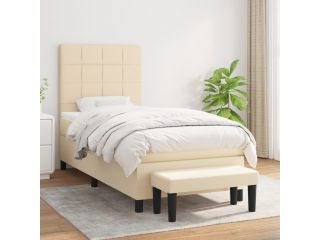 vidaXL Box spring postel s matrací krémová 90x200 cm textil