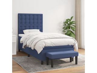 vidaXL Box spring postel s matrací modrá 100 x 200 cm textil