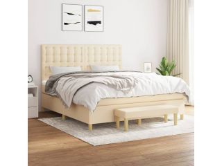 vidaXL Box spring postel s matrací krémová 160x200 cm textil