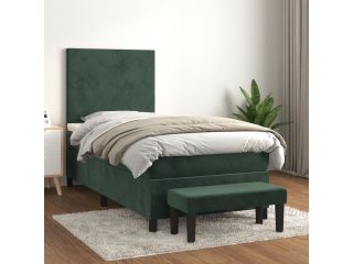 vidaXL Box spring postel s matrací tmavě zelená 80 x 200 cm samet