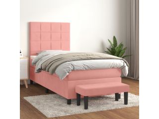 vidaXL Box spring postel s matrací růžová 80 x 200 cm samet