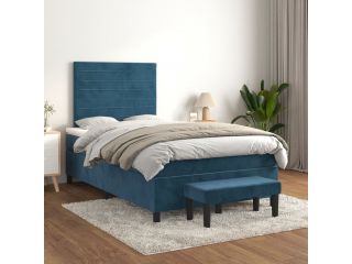 vidaXL Box spring postel s matrací tmavě modrá 120 x 200 cm samet