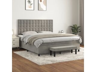 vidaXL Box spring postel s matrací světle šedá 180x200 cm samet