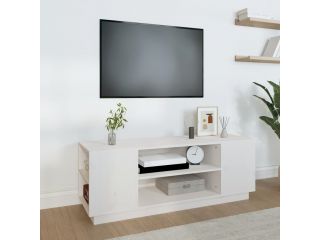 TV skříňka bílá 110 x 35 x 40,5 cm masivní borové dřevo