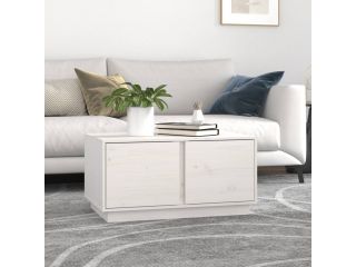 Konferenční stolek bílý 80 x 50 x 40 cm masivní borové dřevo
