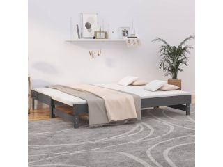 Výsuvná postel šedá 2x (80 x 200) cm masivní borovice